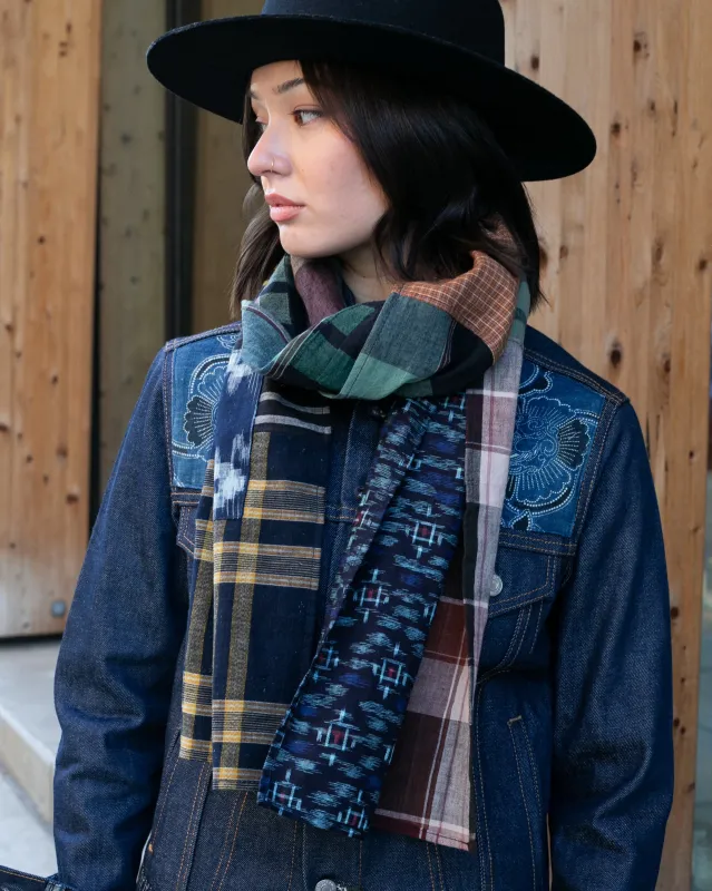 Kiriko Original Scarf, Patched Boro, Shima, Kasuri and Plaid, 3 sold by Kiriko