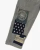 Kiriko Custom Denim Jeans, Patched Swiss Army Military Pants, Indigo Patches with Sashiko - 37 sold by Kiriko