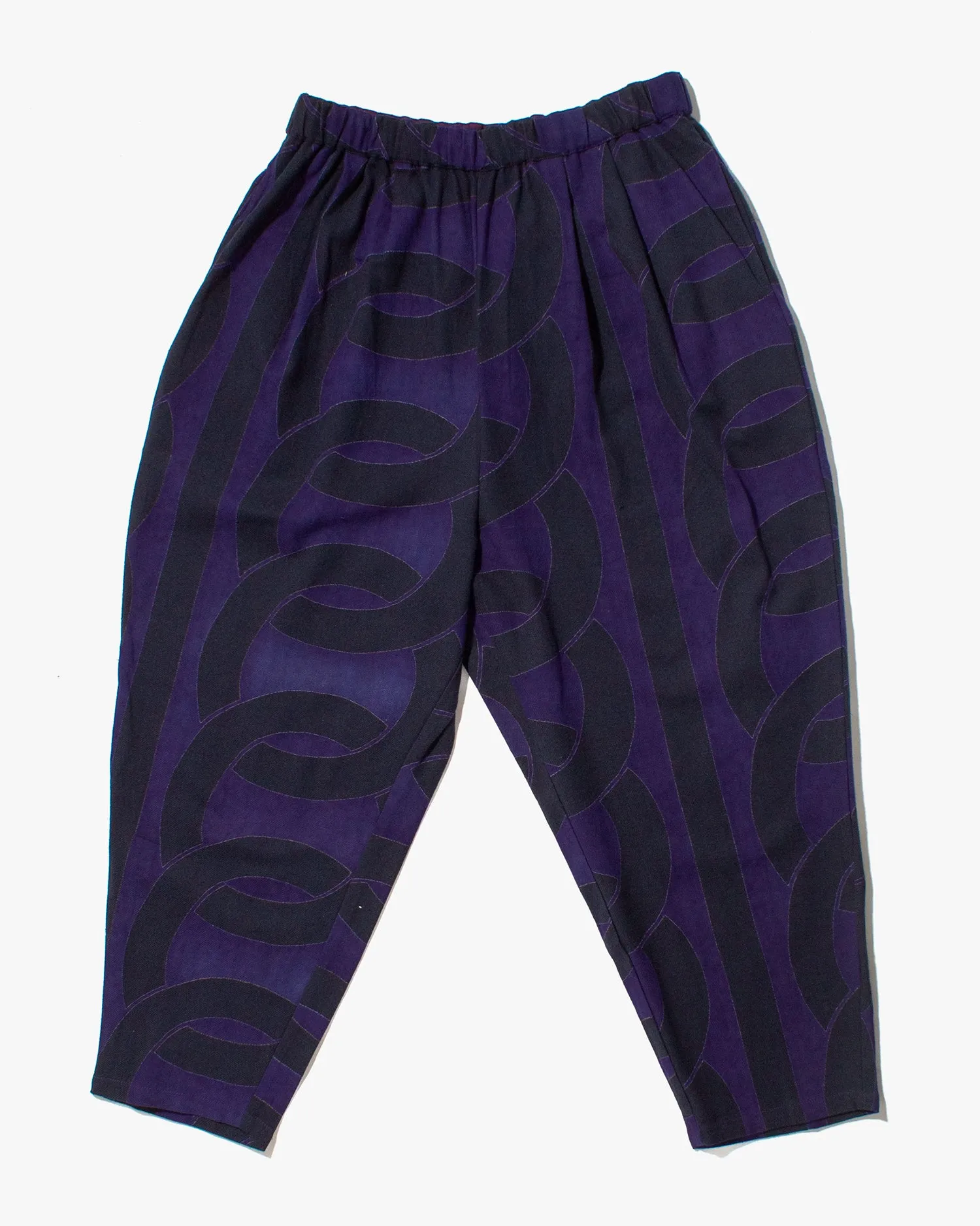 Wa-Modern Drawstring Pants, Purple and Black Watsunagi sold by Kiriko
