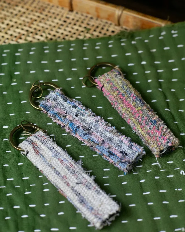 Sakiori Keychain, Nitta Textile Arts Inc., Hand Woven, Multi sold by Kiriko