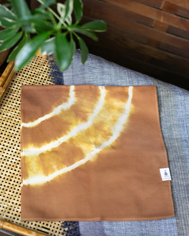 Japanese Handkerchief, Brown and White Tie Dye sold by Kiriko