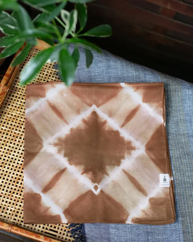 Japanese Handkerchief, Rust and White Tie Dye sold by Kiriko