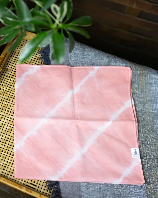 Japanese Handkerchief, Pink and White Tie Dye sold by Kiriko