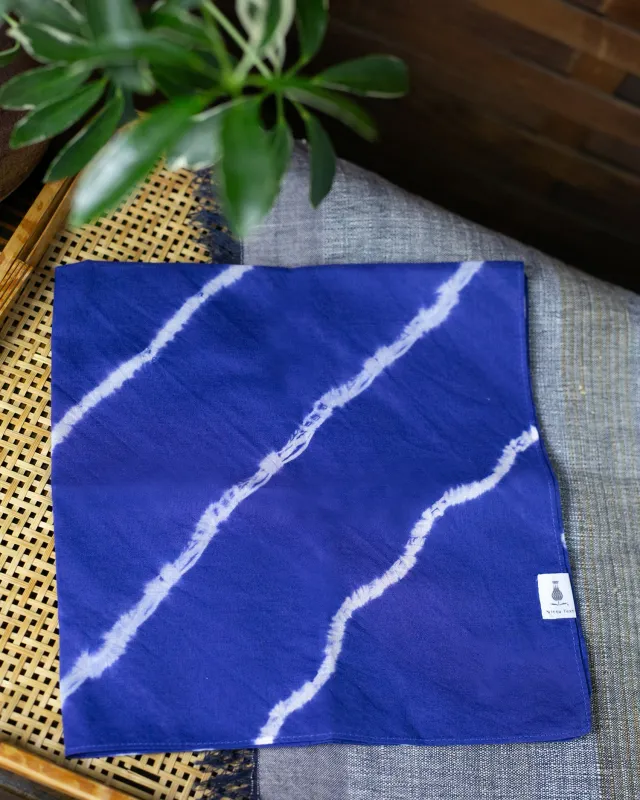 Japanese Handkerchief, Blue and White Tie Dye sold by Kiriko
