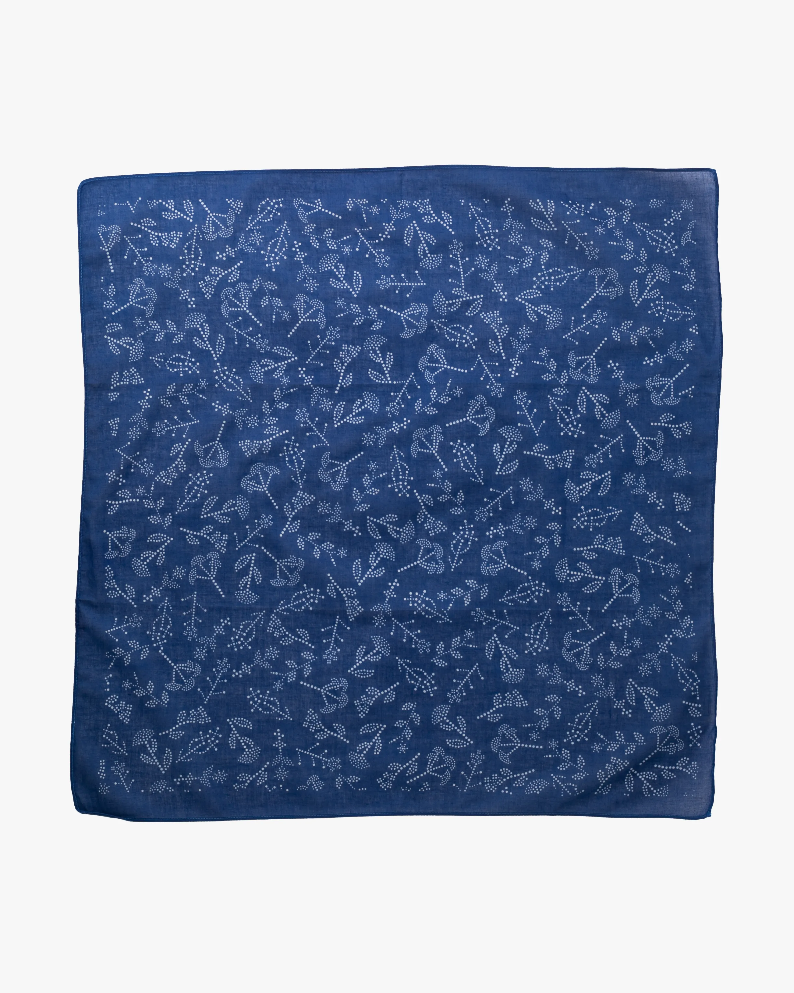 Aizawa Lightweight Indigo Bandana, Dotted Floral sold by Kiriko