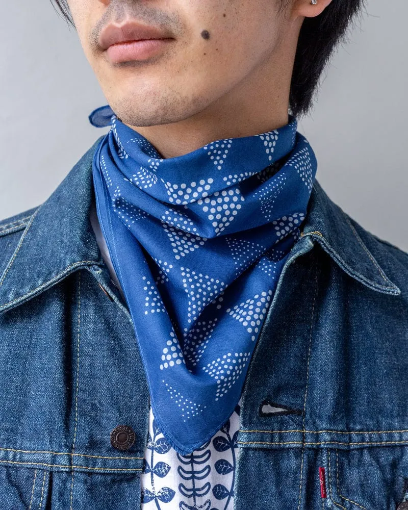 Aizawa Lightweight Indigo Bandana, Uroko Dots sold by Kiriko