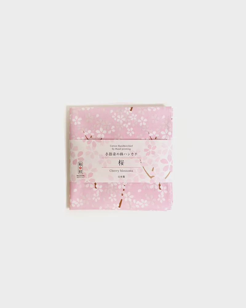 Japanese Handkerchief, Tenasen, Cherry Blossoms Pink with White Sakura sold by Kiriko product image thumbnail 4