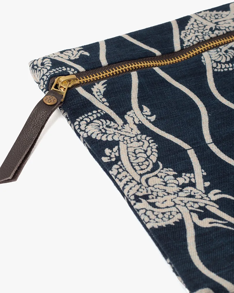 Kiriko Original Flat Medium Zipper Pouch, Indigo Tachiwaku Dragon sold by Kiriko product image thumbnail 2