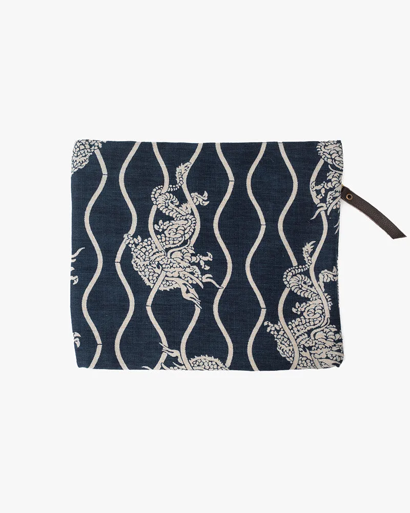 Kiriko Original Flat Medium Zipper Pouch, Indigo Tachiwaku Dragon sold by Kiriko product image thumbnail 4
