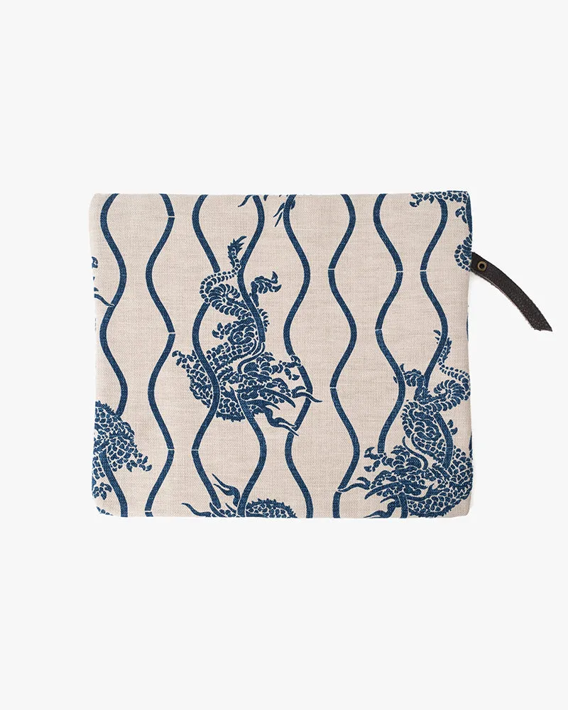 Kiriko Original Flat Medium Zipper Pouch, Cream Tachiwaku Dragon sold by Kiriko product image thumbnail 4