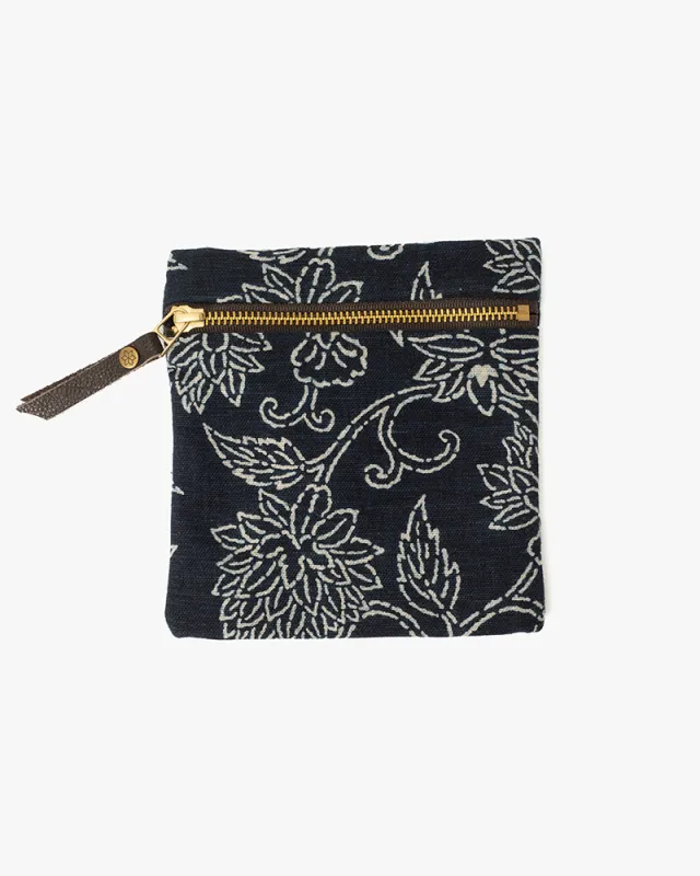 Kiriko Original Flat Zipper Pouch, Small, Indigo Katazome sold by Kiriko