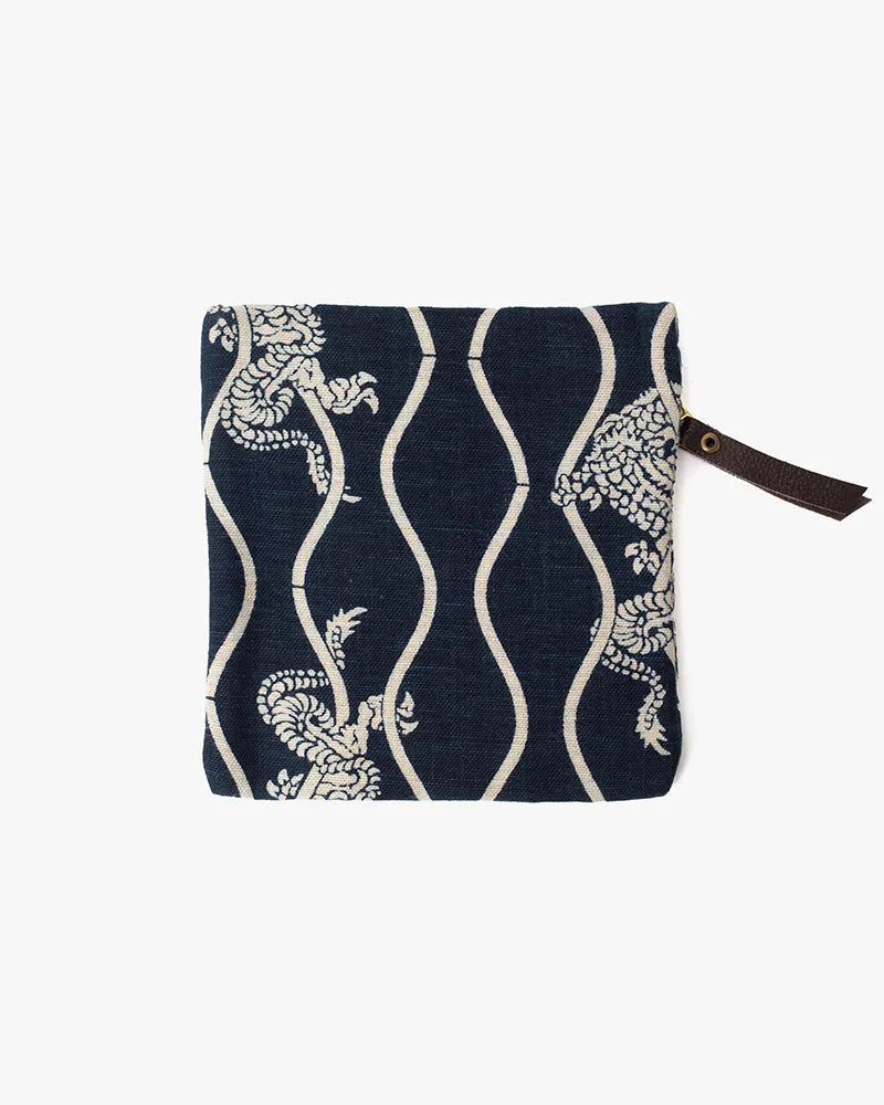 Kiriko Original Flat Zipper Pouch, Small, Indigo Tachiwaku Dragon sold by Kiriko product image thumbnail 4
