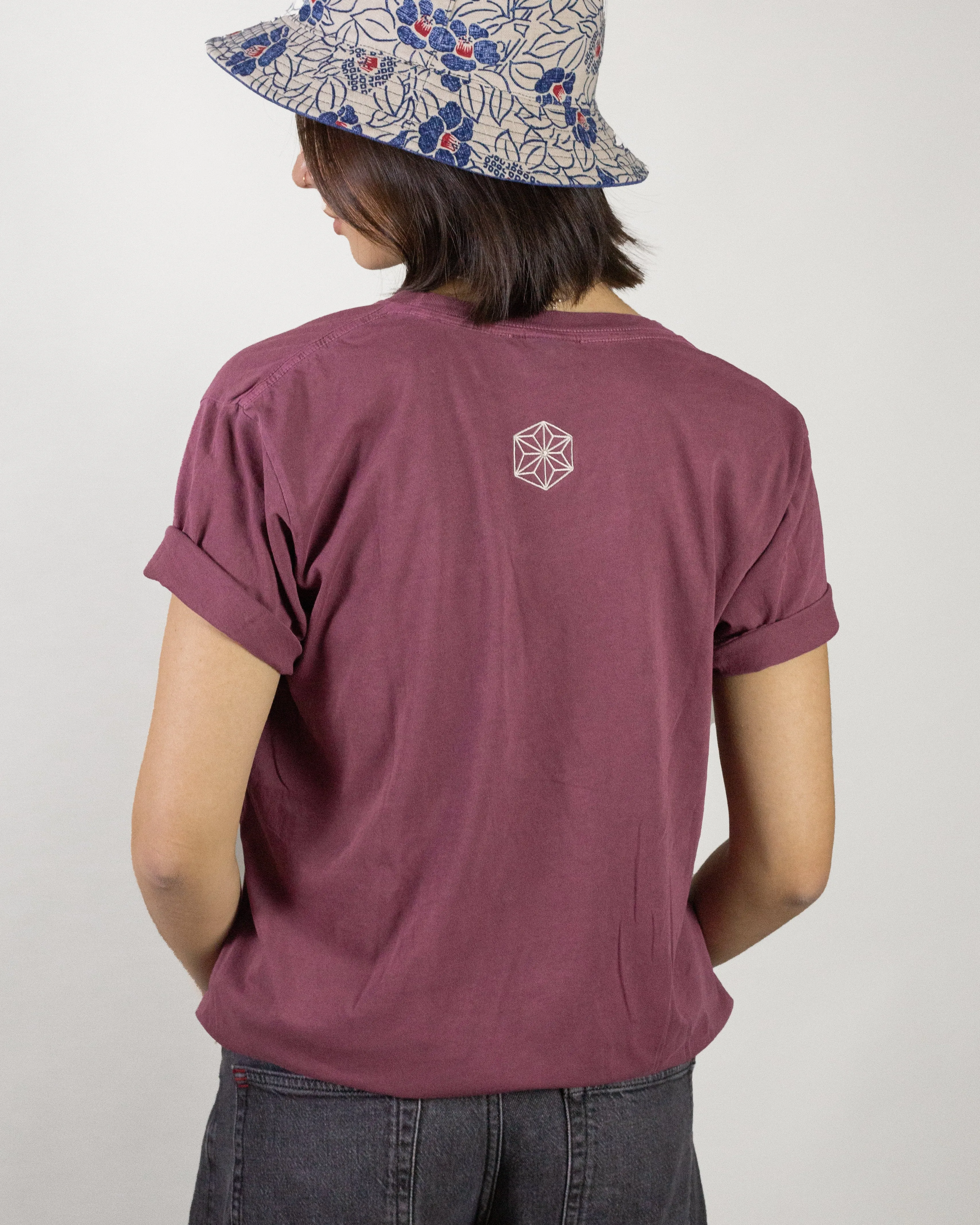 Kiriko Original Tee, 6oz Cotton, Printed Kuma, Semamori Embroidery, Fuschia sold by Kiriko product image thumbnail 2
