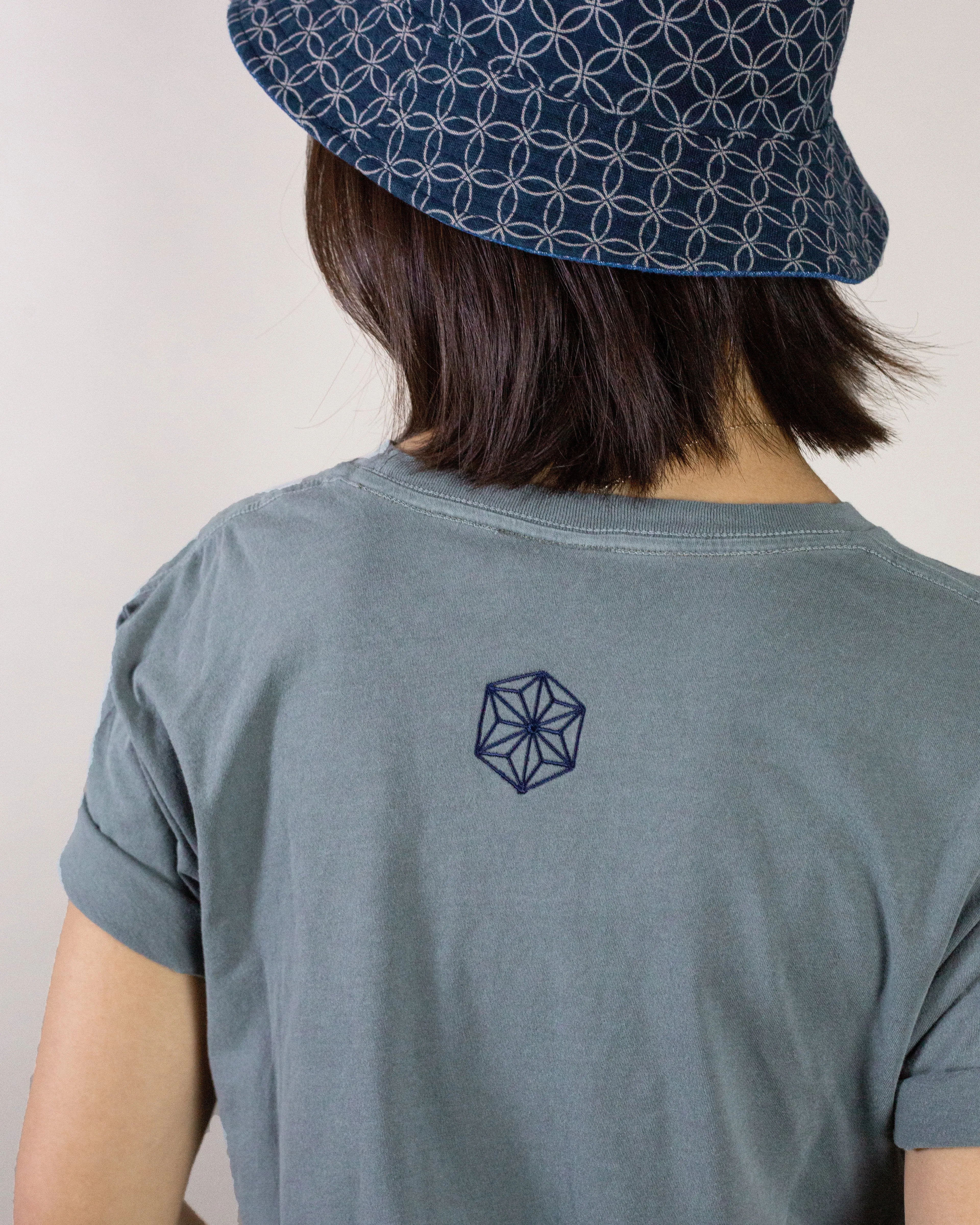 Kiriko Original Tee, 6oz Cotton, Printed Kuma, Semamori Embroidery, Slate Blue sold by Kiriko product image thumbnail 3