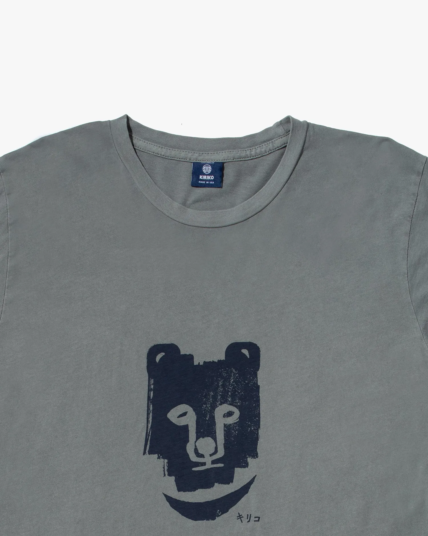 Kiriko Original Tee, 6oz Cotton, Printed Kuma, Semamori Embroidery, Slate Blue sold by Kiriko product image thumbnail 5