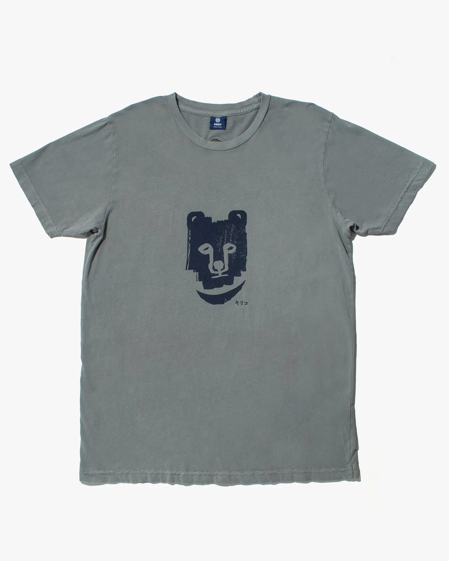 Kiriko Original Tee, 6oz Cotton, Printed Kuma, Semamori Embroidery, Slate Blue sold by Kiriko product image thumbnail 4