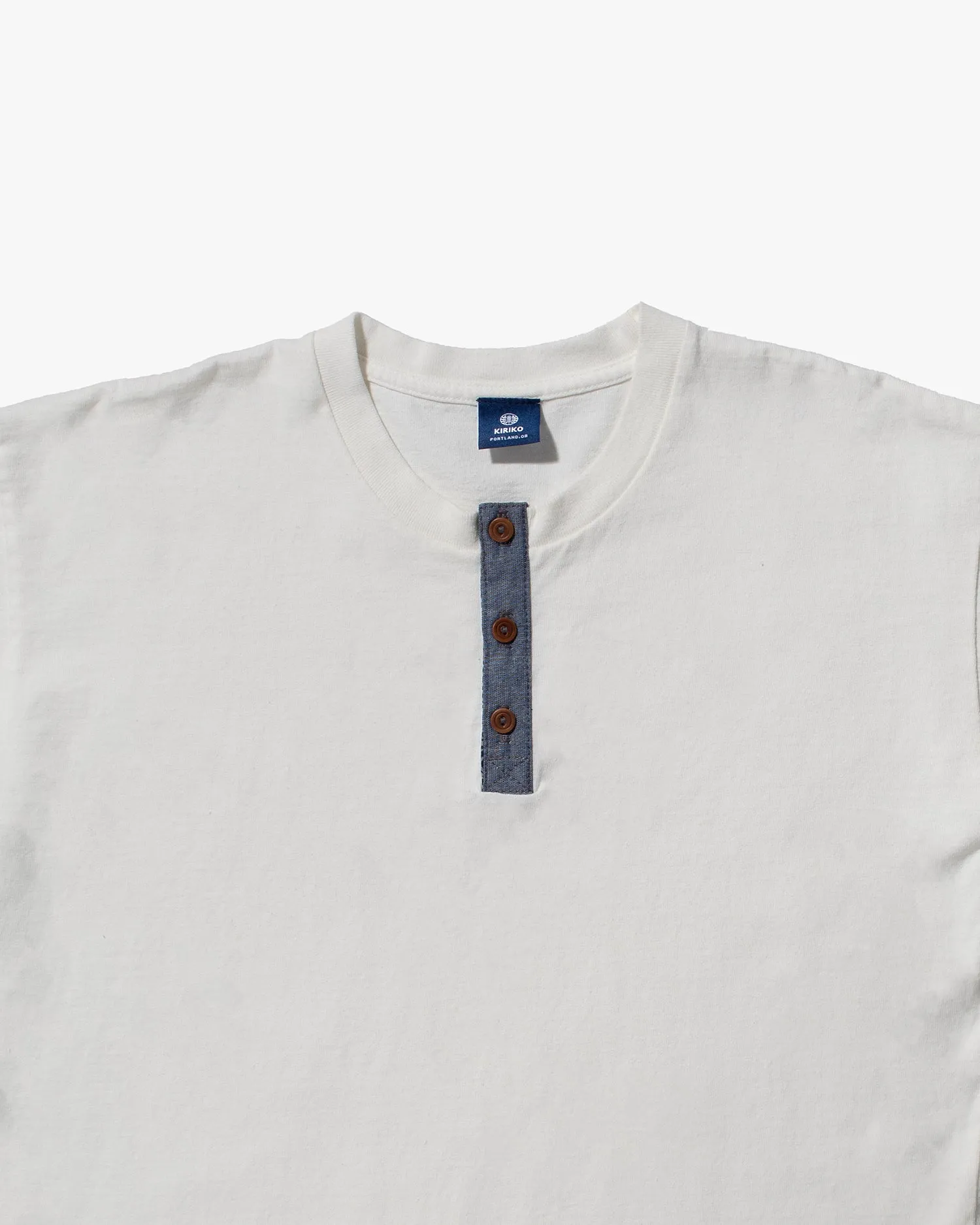 Kiriko Original Tee, 8oz Cotton, Henley Tee, Cream with Denim, Nami sold by Kiriko product image thumbnail 5