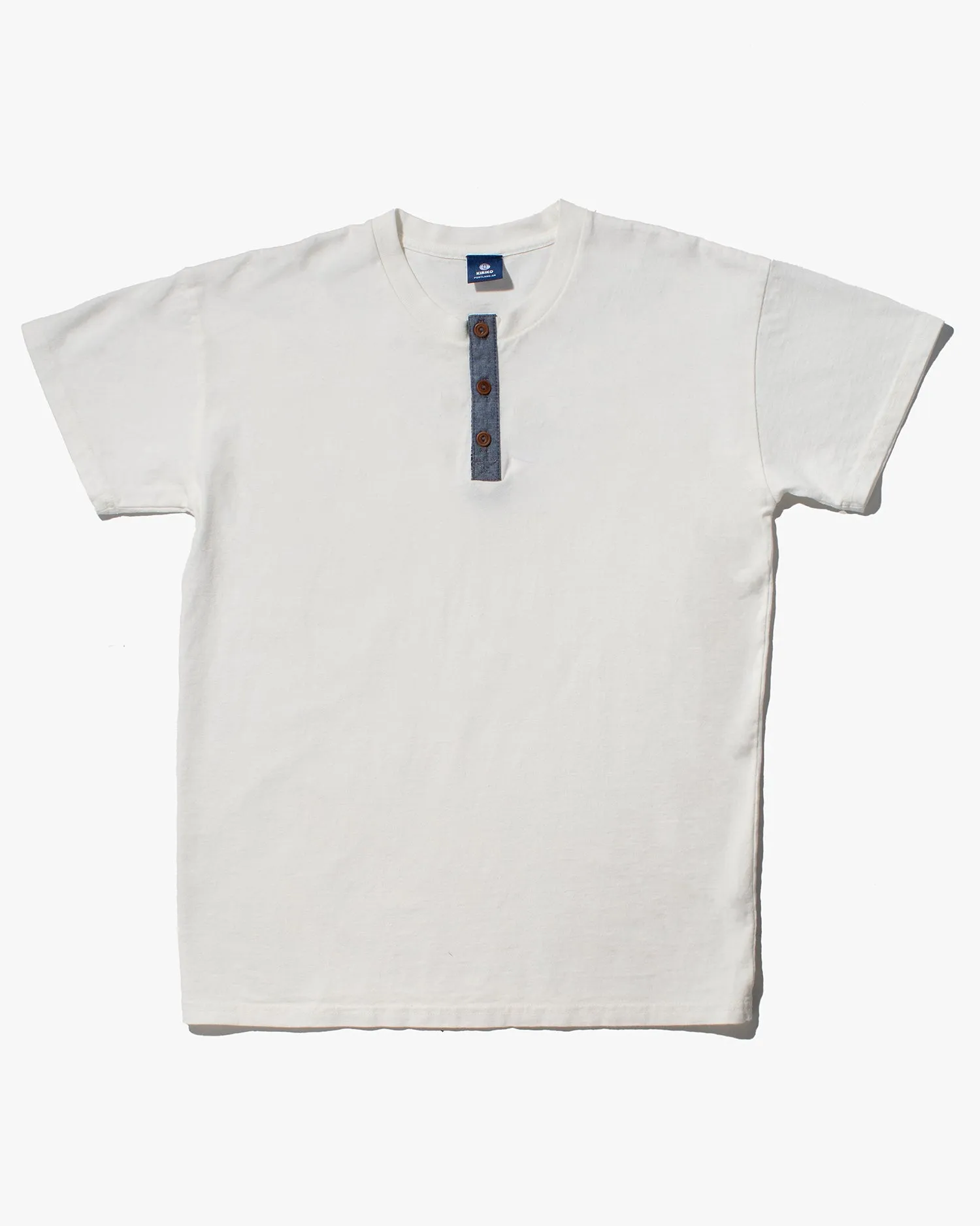 Kiriko Original Tee, 8oz Cotton, Henley Tee, Cream with Denim, Nami sold by Kiriko product image thumbnail 4
