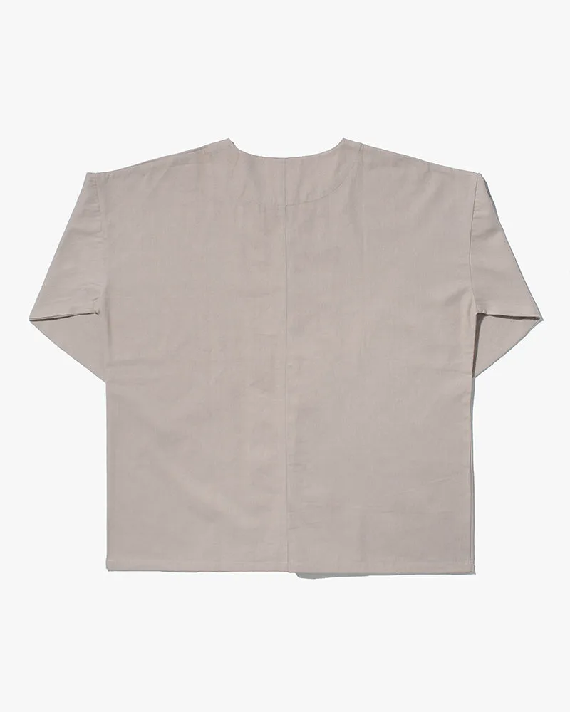 Wa-Modern, Herringbone Button Down Tunic Shirt, Bone sold by Kiriko product image thumbnail 3