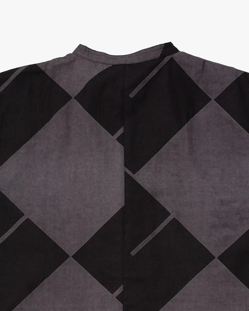 Wa-Modern, Button Down Tunic Shirt, Dark Purple with Black Manji sold by Kiriko product image thumbnail 4