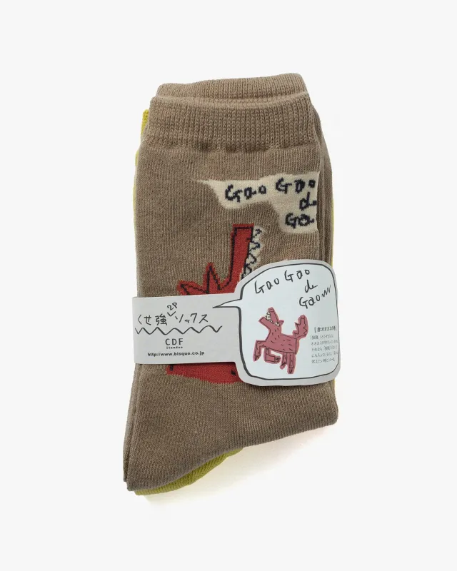 Socks, Bisque, CDF Etendue, Set of Two Pairs, Red Wolf sold by Kiriko