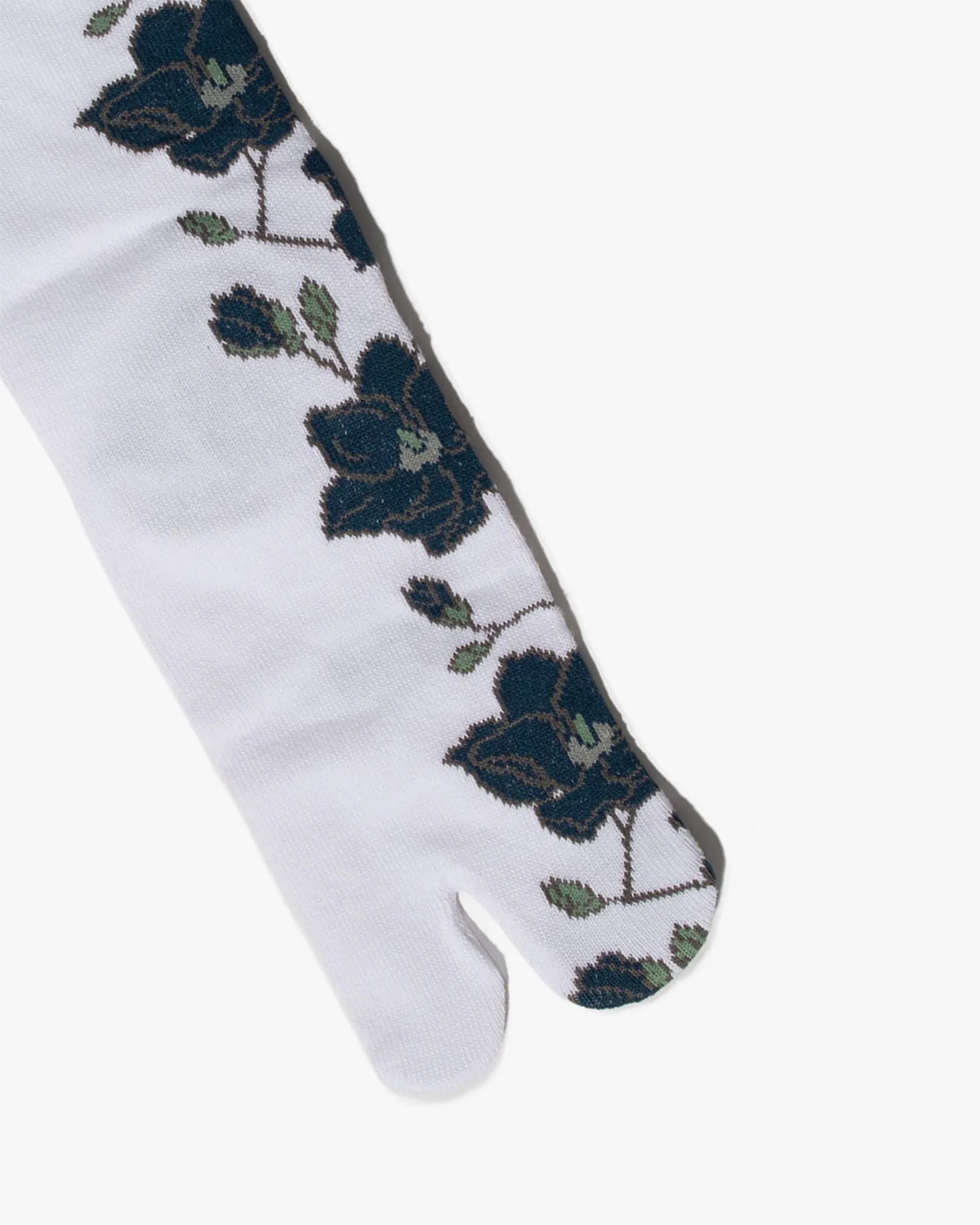 Wa Modern, Tabi Socks, Crew, White with Navy Magnolia (S/M) sold by Kiriko product image thumbnail 2