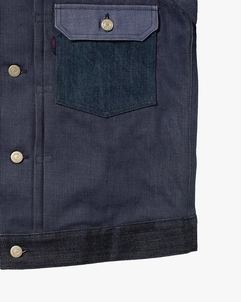 Japanese Repro Type I Trucker Jacket, HR Remake, Patchwork Dark Denim - S sold by Kiriko product image thumbnail 4