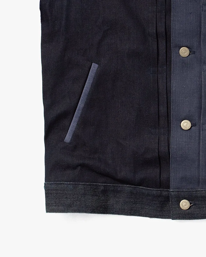 Japanese Repro Type I Trucker Jacket, HR Remake, Patchwork Dark Denim - S sold by Kiriko product image thumbnail 3