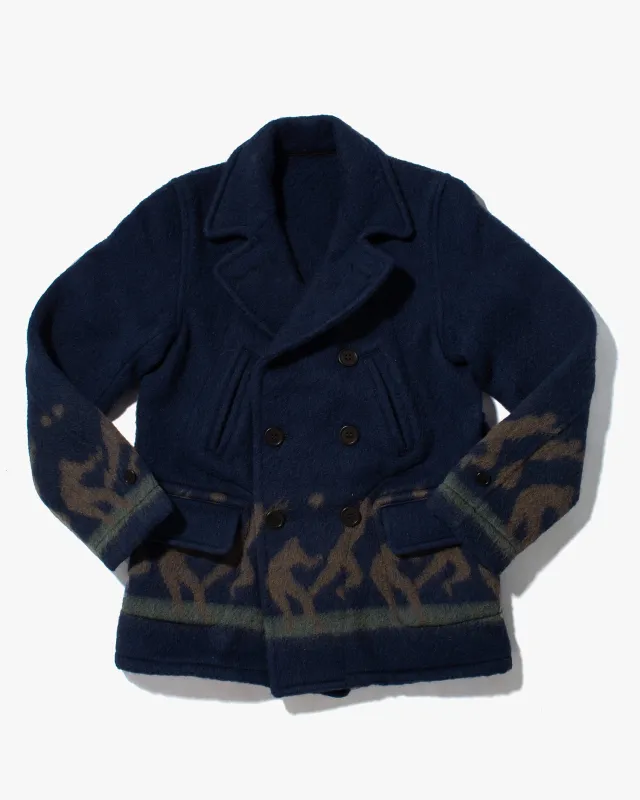Japanese Repro Jacket, Heller's Cafe, Wool Jacket, Blue with Dancing People - S sold by Kiriko