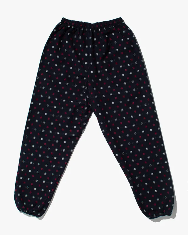 Monpe Pants, Women's, Indigo with Red and White Igeta sold by Kiriko