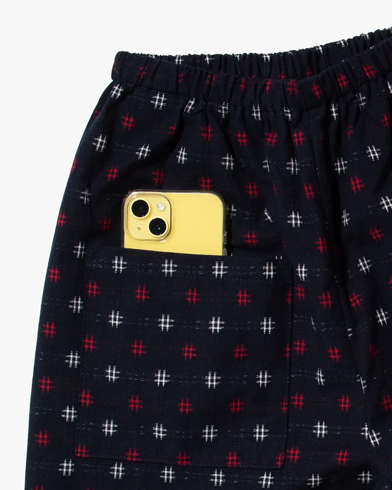 Monpe Pants, Women's, Indigo with Red and White Igeta sold by Kiriko product image thumbnail 5