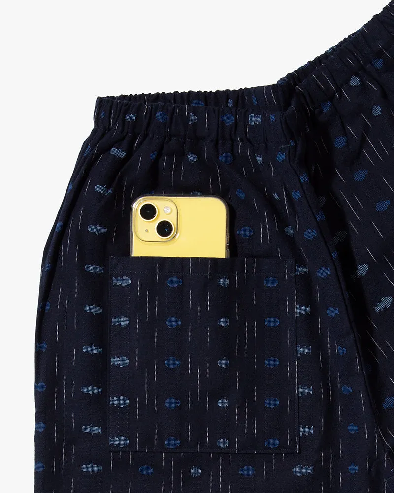 Monpe Pants, Women's, Indigo with Shades of Blue with Fish and Faded Shima sold by Kiriko product image thumbnail 4