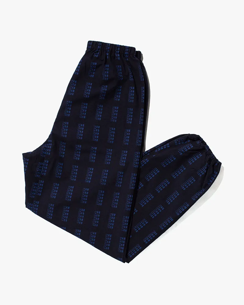 Monpe Pants, Women's, Indigo with Wide Blue Block Shima sold by Kiriko product image thumbnail 3