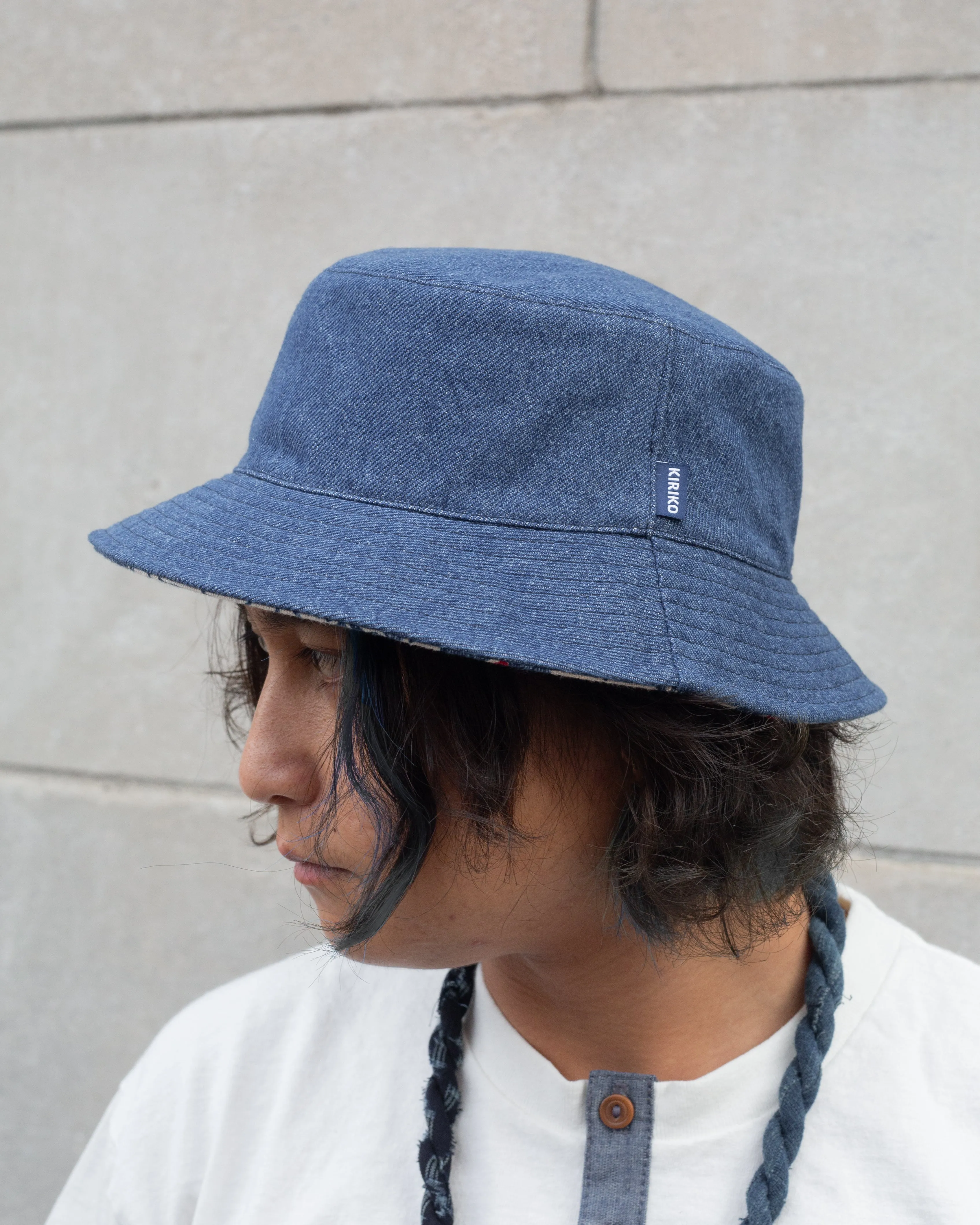 Kiriko Original Bucket Hat, Reversible, Cream Tsubaki Denim sold by Kiriko product image thumbnail 2