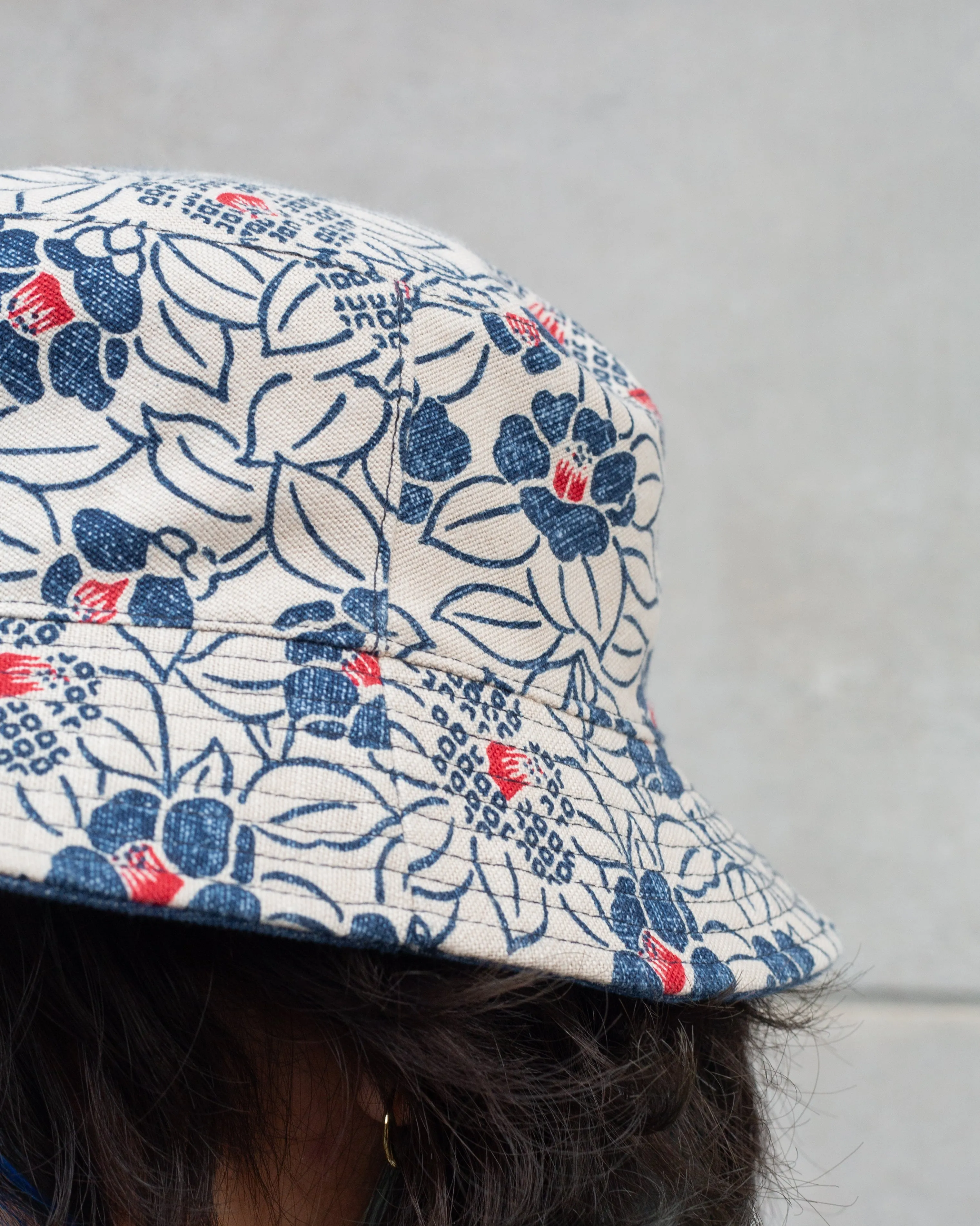 Kiriko Original Bucket Hat, Reversible, Cream Tsubaki Denim sold by Kiriko product image thumbnail 3