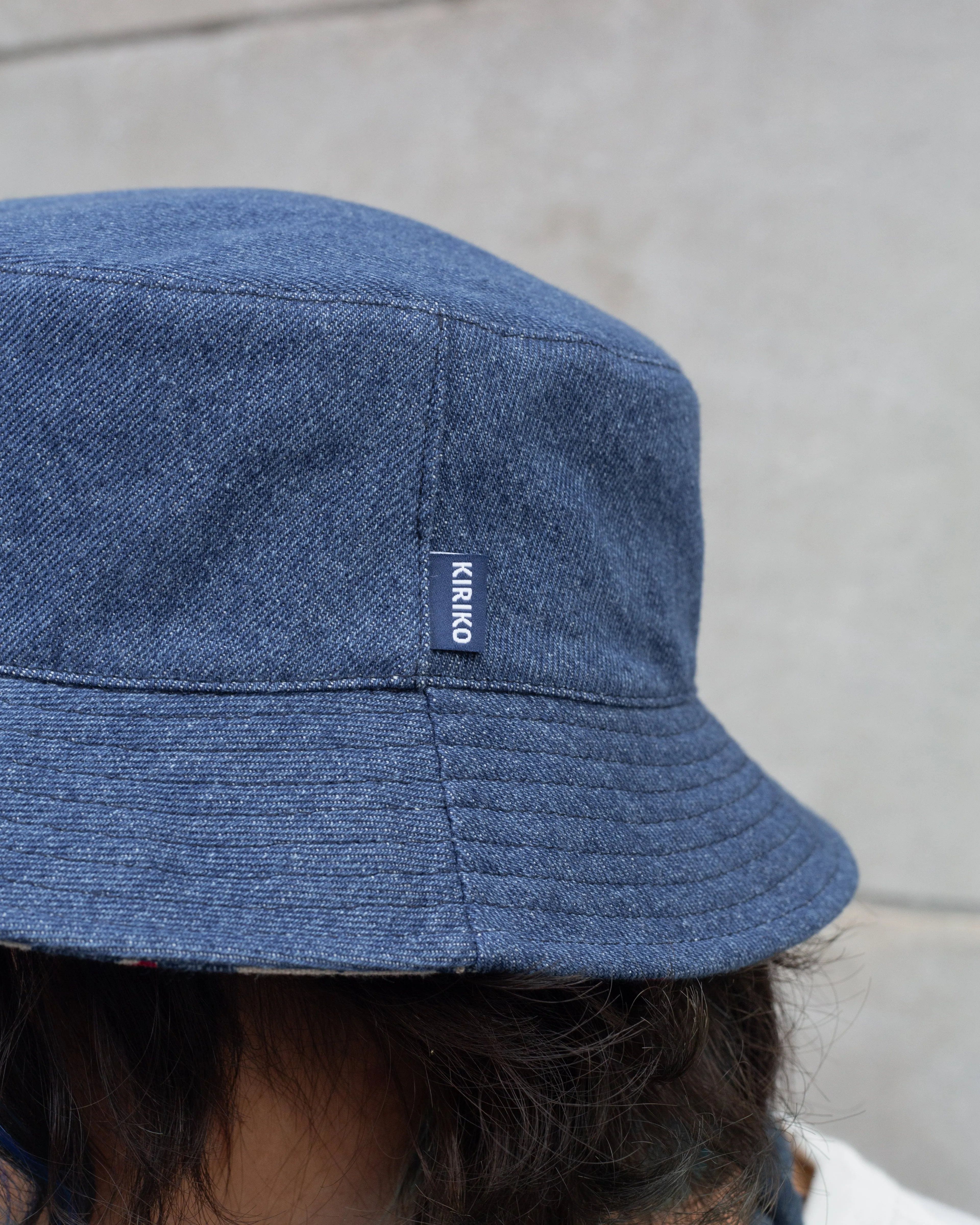 Kiriko Original Bucket Hat, Reversible, Cream Tsubaki Denim sold by Kiriko product image thumbnail 4