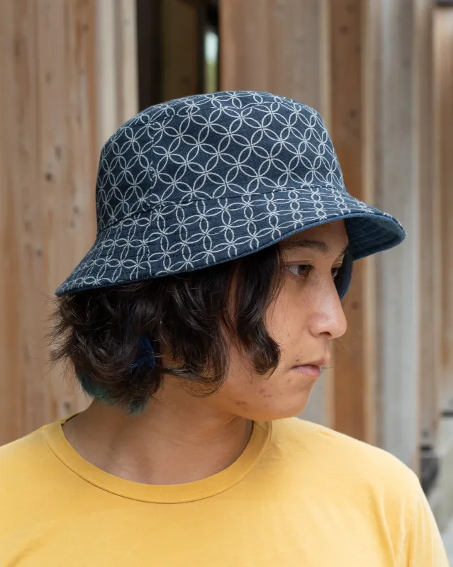 Kiriko Original Bucket Hat, Reversible, Shippou Denim sold by Kiriko