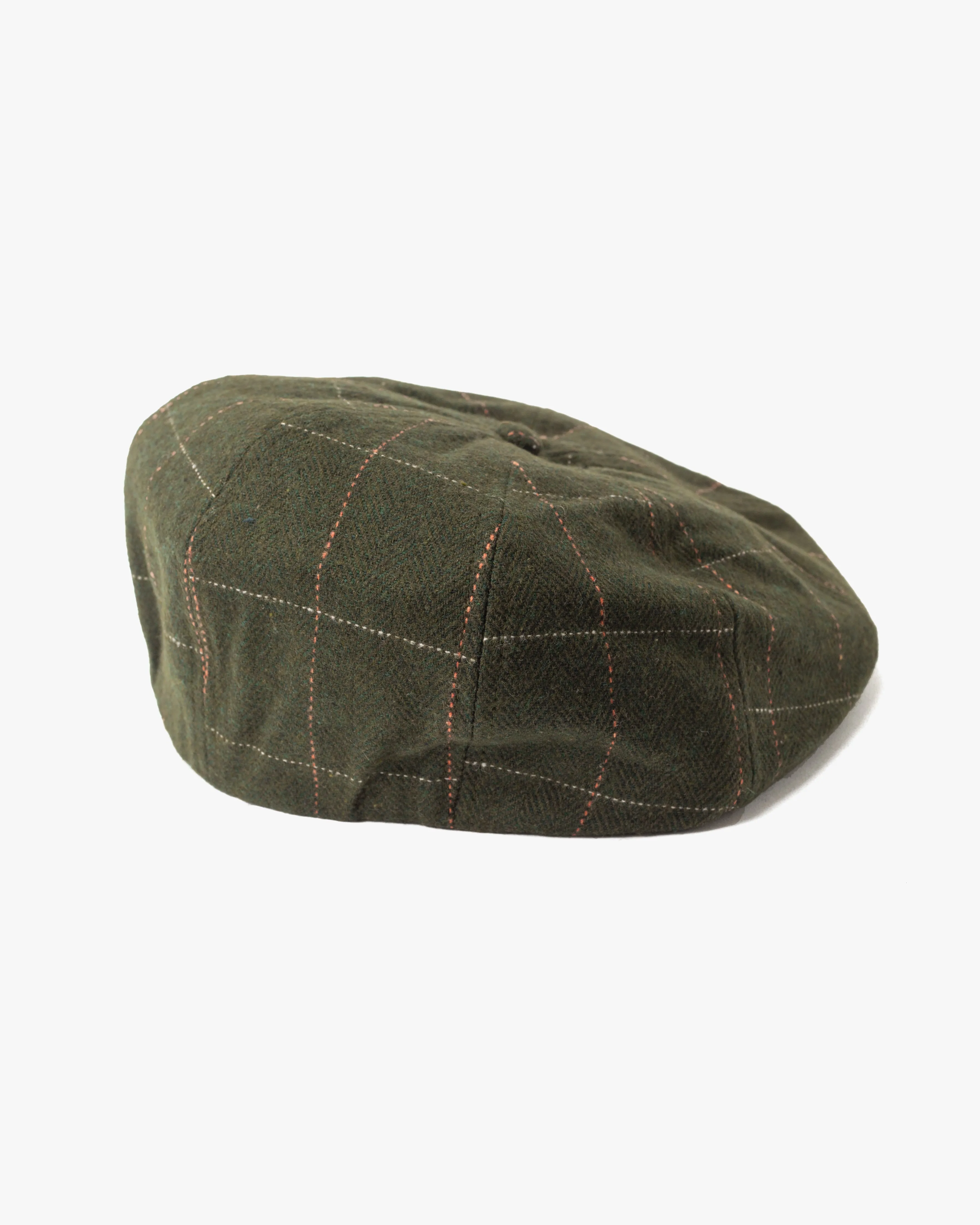 Newsboy Cap, Brixton, Brood, Green and Orange Herringbone Plaid sold by Kiriko product image thumbnail 3