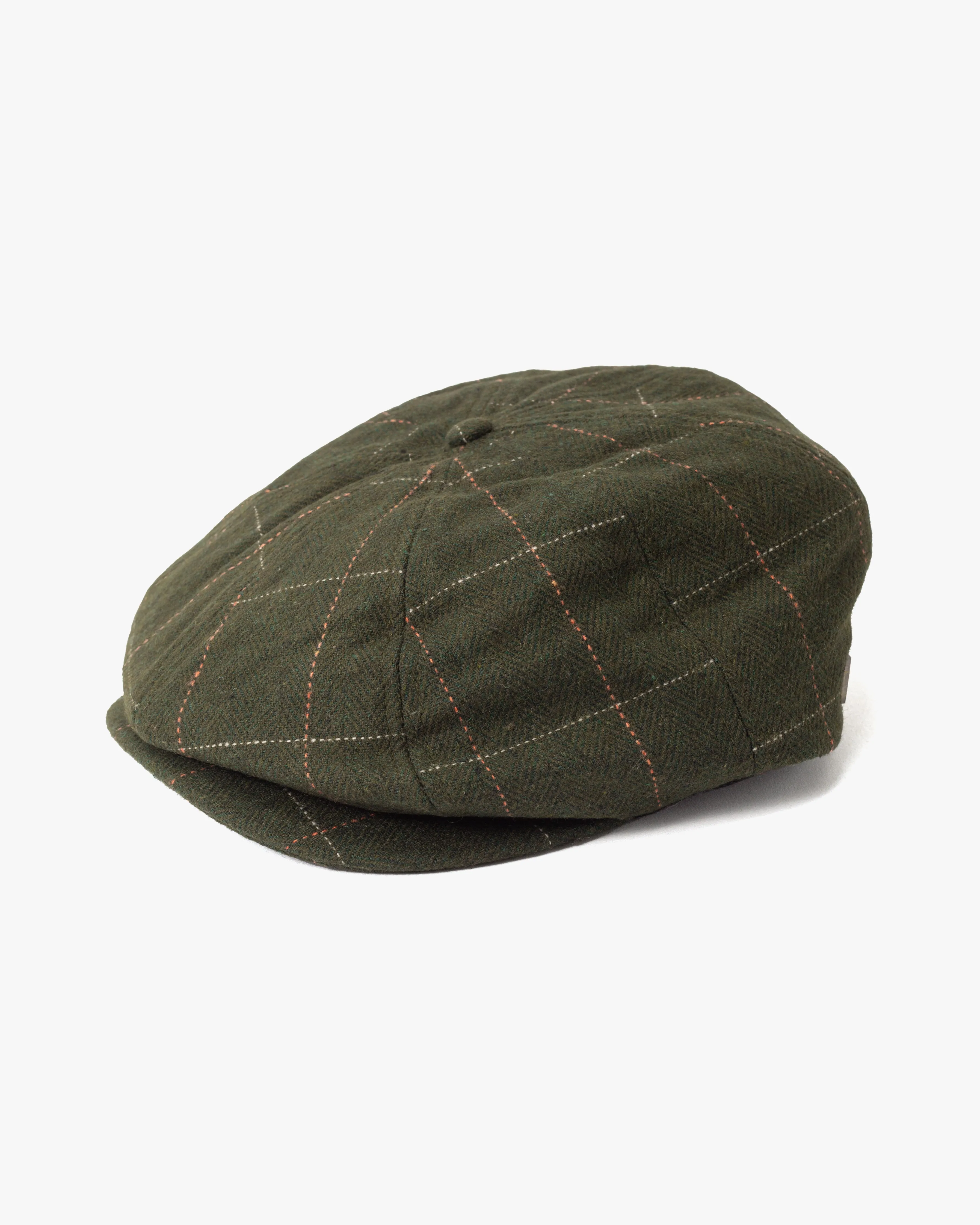 Newsboy Cap, Brixton, Brood, Green and Orange Herringbone Plaid sold by Kiriko product image thumbnail 2