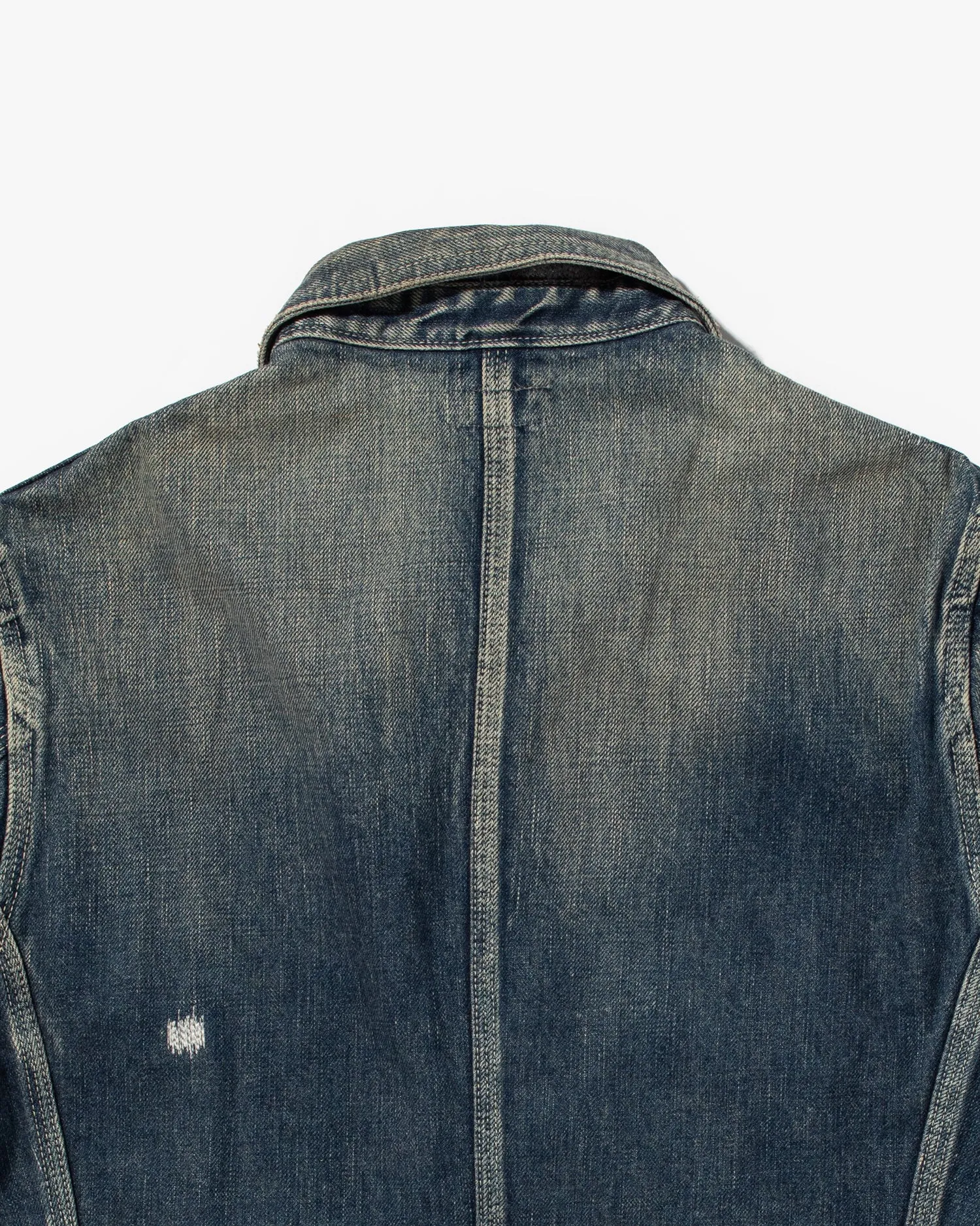 Japanese Repro Denim Chore Coat, Eternal, Distressed Detailing - L sold by Kiriko product image thumbnail 4