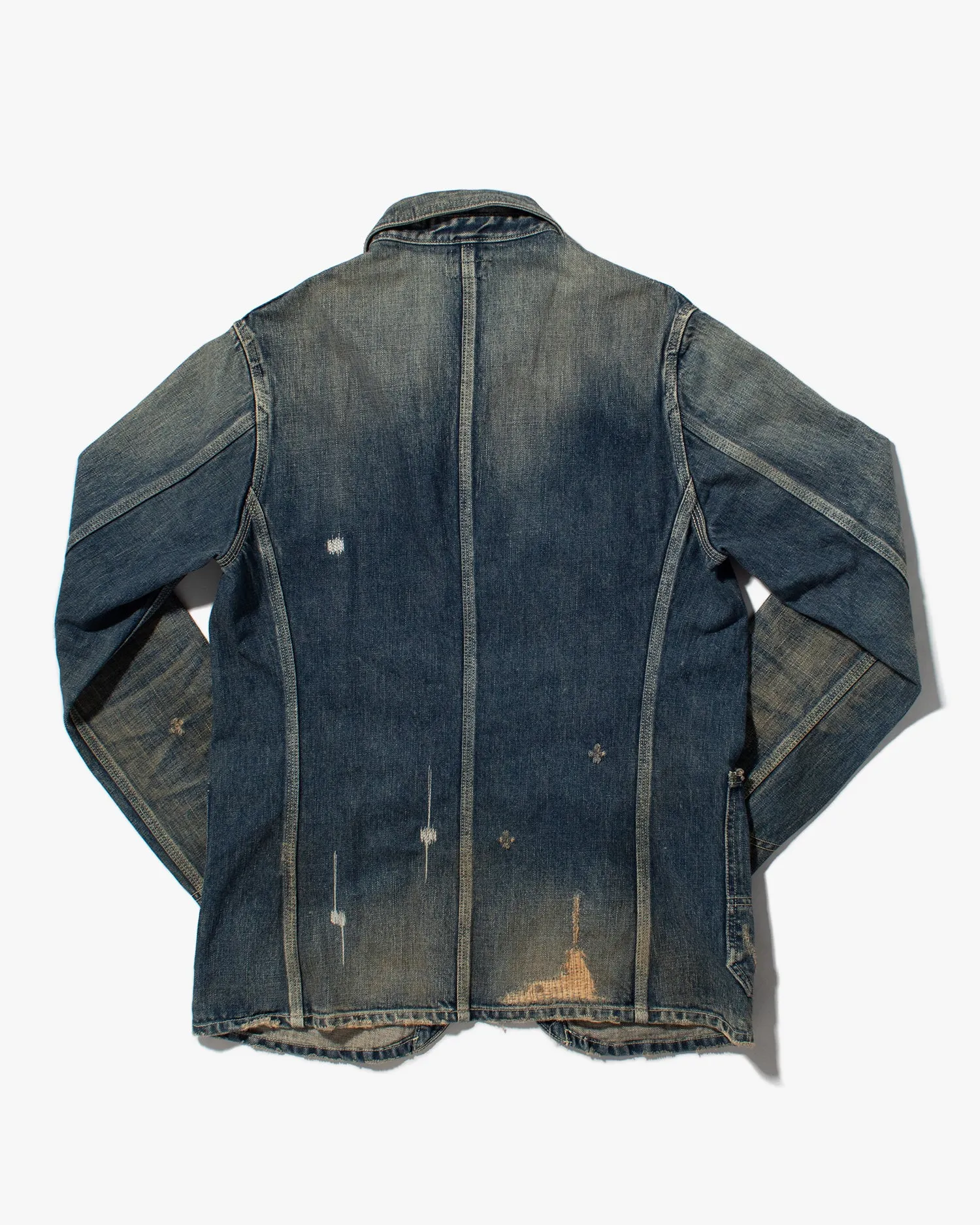 Japanese Repro Denim Chore Coat, Eternal, Distressed Detailing - L sold by Kiriko product image thumbnail 2