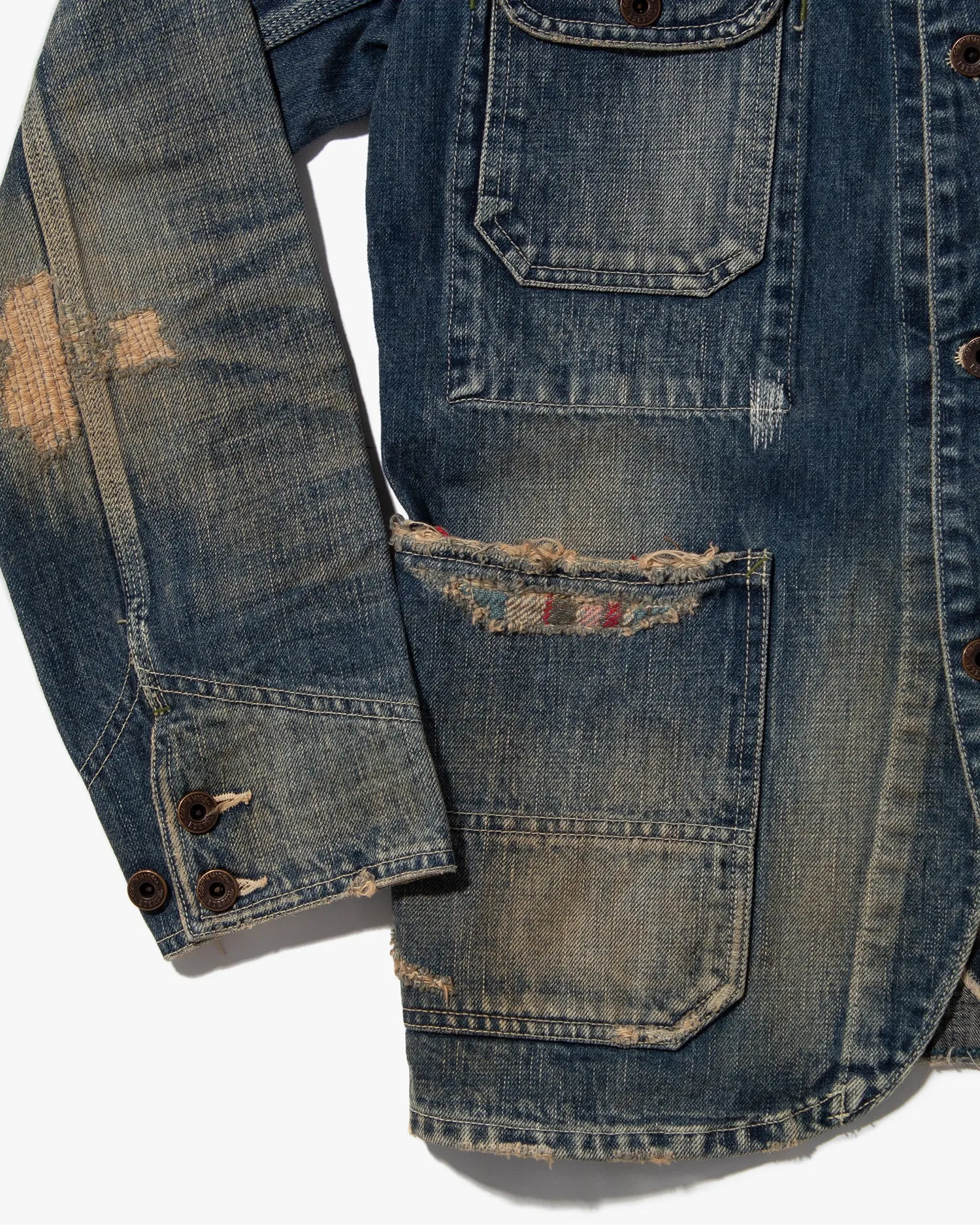Japanese Repro Denim Chore Coat, Eternal, Distressed Detailing - L sold by Kiriko product image thumbnail 5