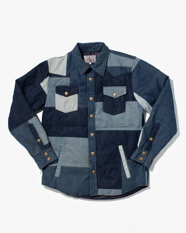 Japanese Repro Denim Baker's Coat, Hollywood Ranch, Patchwork - M sold by Kiriko