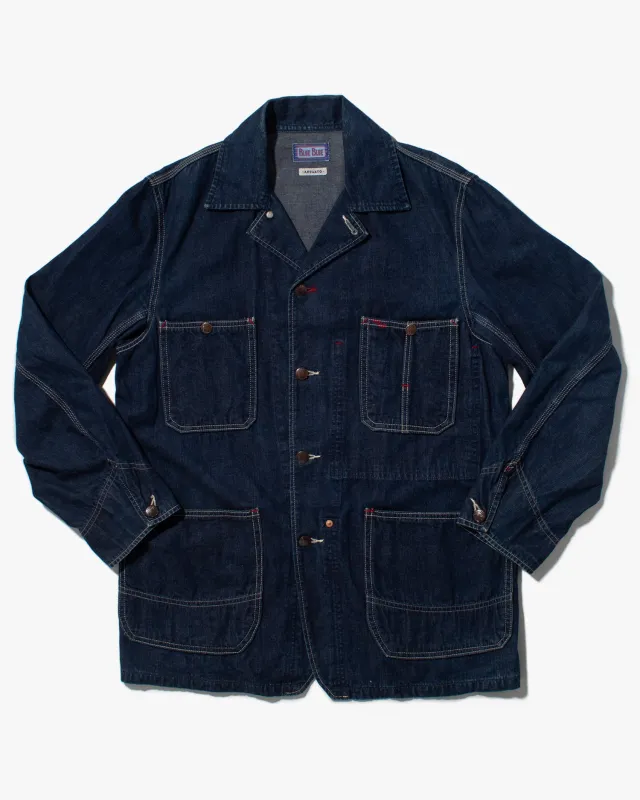 Japanese Repro Denim Chore Coat, Blue Blue, Dark Denim - L sold by Kiriko