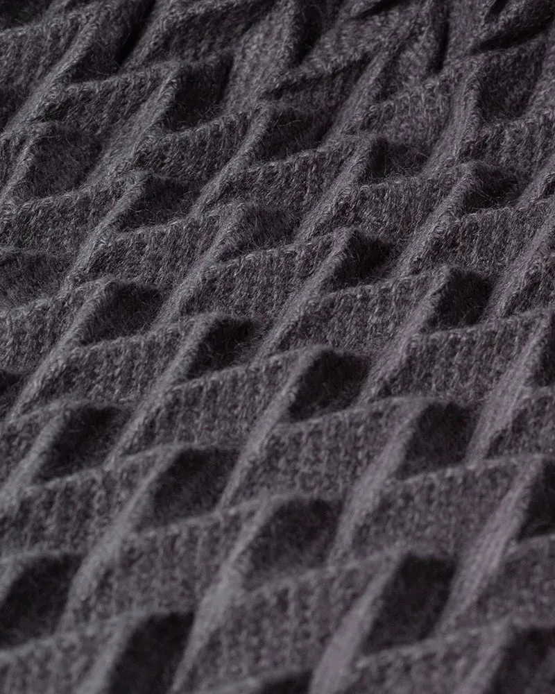 Wa-Modern Scarf, Yagasuri, Charcoal Grey sold by Kiriko product image thumbnail 4