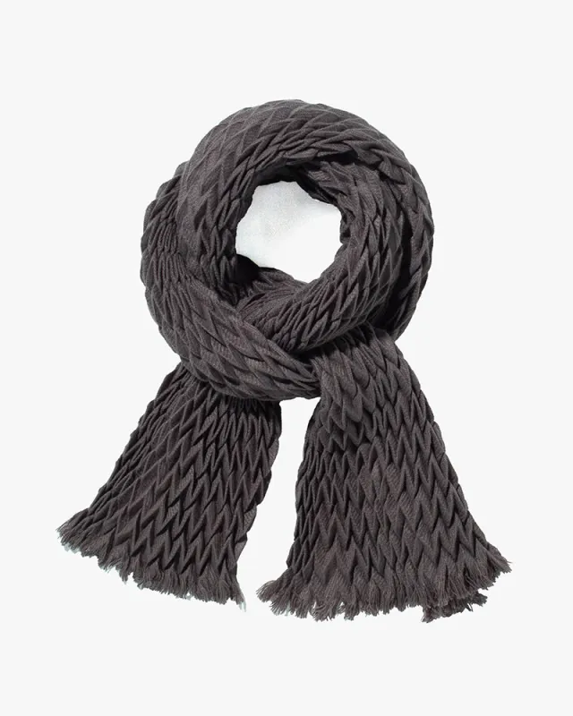 Wa-Modern Scarf, Yagasuri, Charcoal Grey sold by Kiriko