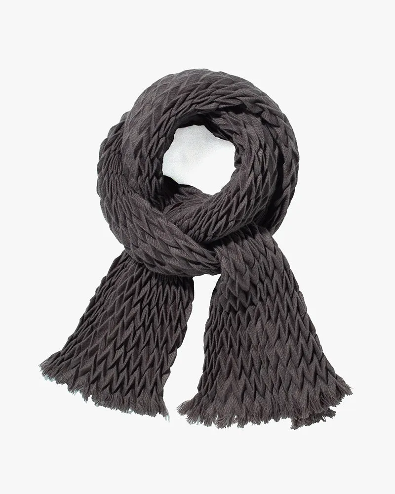 Wa-Modern Scarf, Yagasuri, Charcoal Grey sold by Kiriko