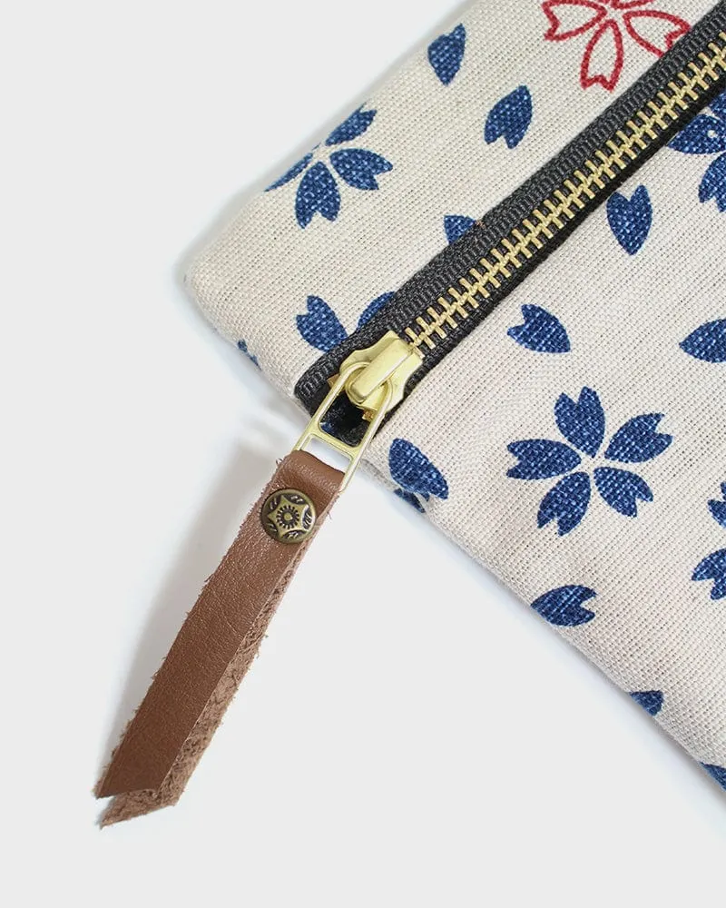 Kiriko Original Flat Zipper Pouch, Medium, Cream Sakura sold by Kiriko product image thumbnail 3
