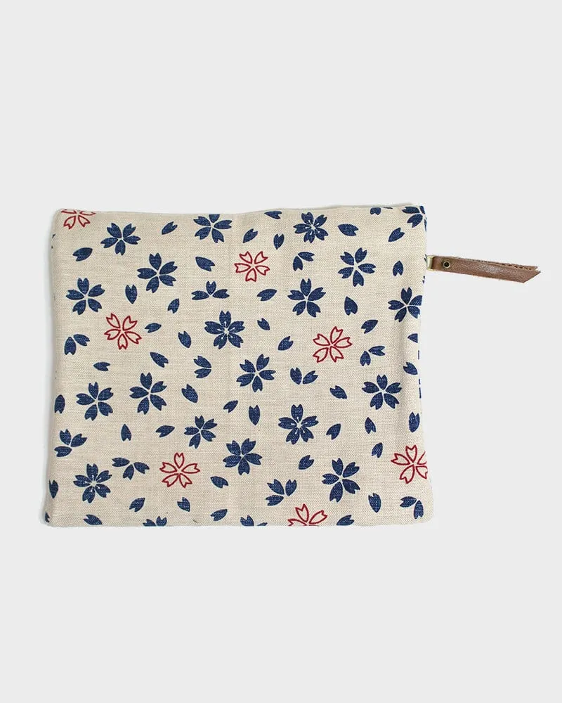 Kiriko Original Flat Zipper Pouch, Medium, Cream Sakura sold by Kiriko product image thumbnail 4