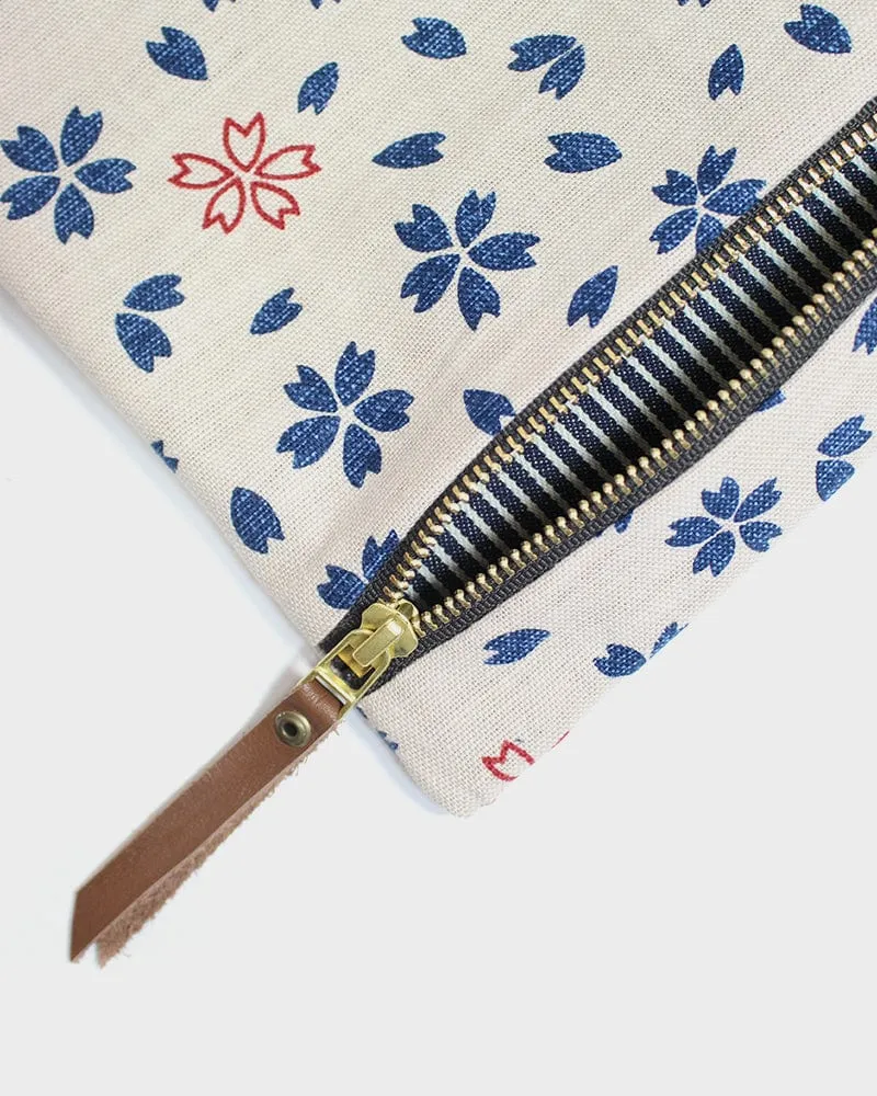 Kiriko Original Flat Zipper Pouch, Medium, Cream Sakura sold by Kiriko product image thumbnail 2